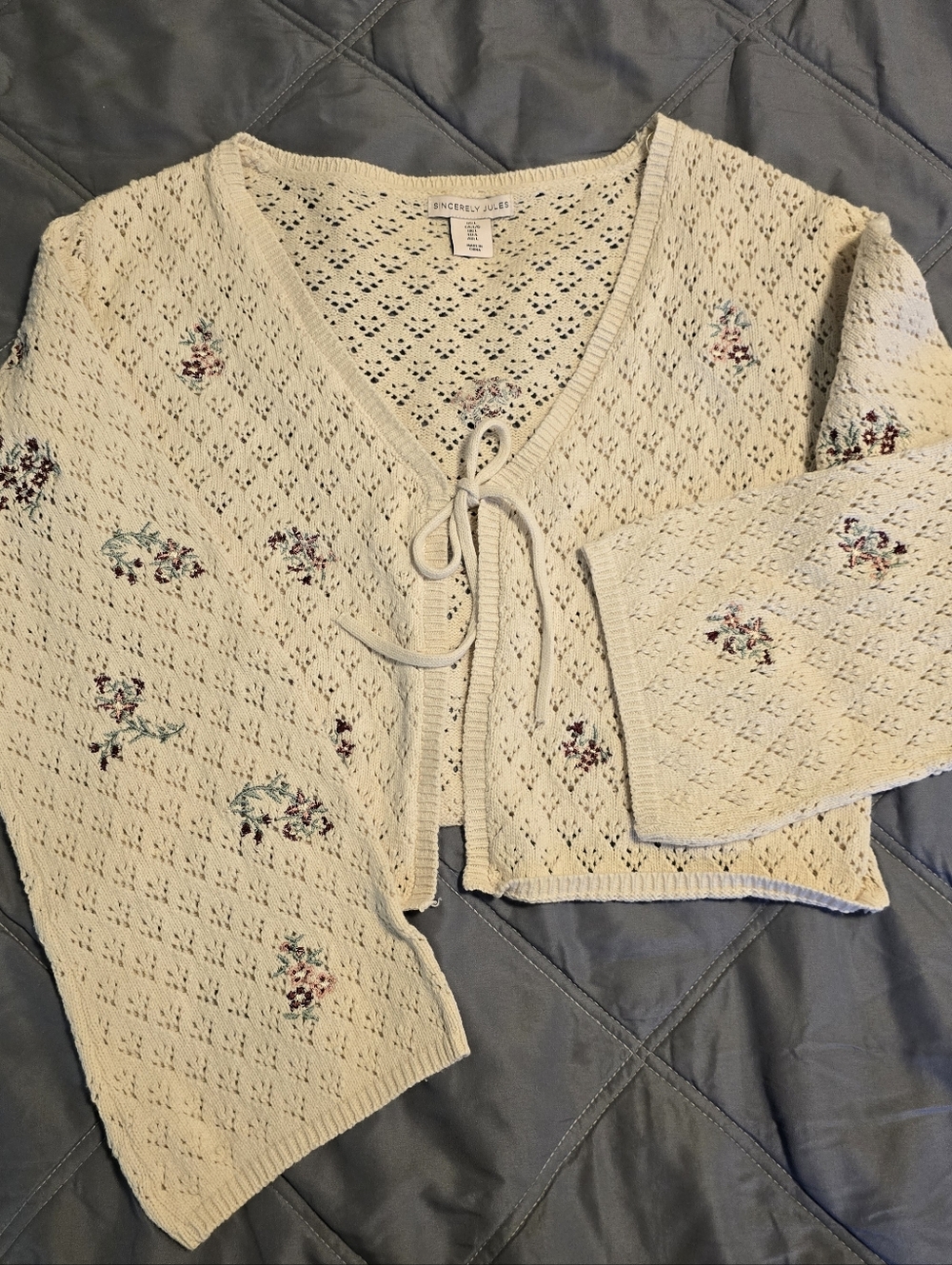 Festival Hippie Boho Whimsical Free Spirit Romantic Bell Sleeves Cropped Cardi